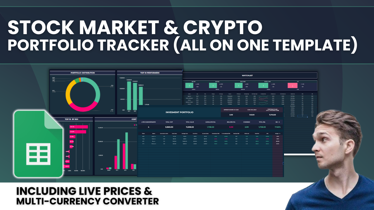 All-in-One Stock & Crypto Portfolio Tracker in Google Sheets — preview