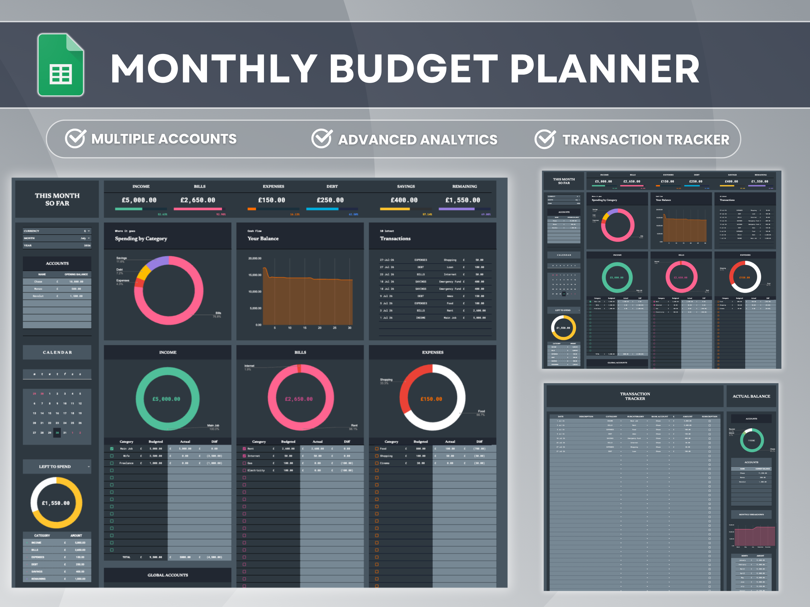 Simple Monthly Budget Planner — preview