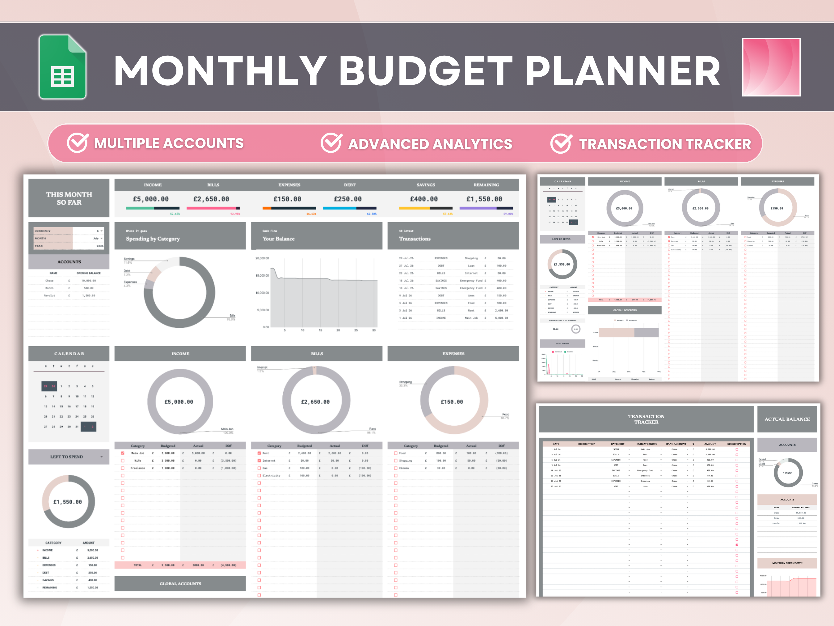 Simple Monthly Budget Planner — preview