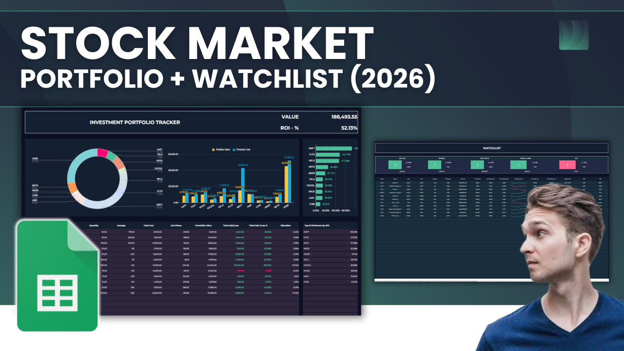 Stock Market Portfolio Spreadsheet (Google Sheets 2026) — preview